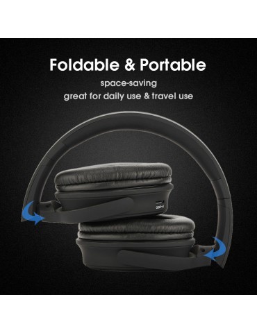 BT 5.0 On Ear Headphones with Mic Portable Foldable Headset Stereo Bass Earphones Adjustable Headband TF Card Slot AUX IN FM Radio