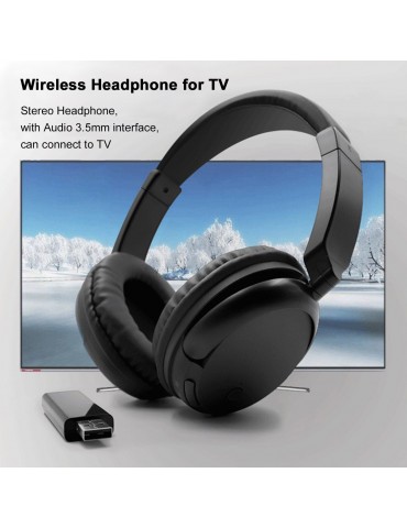 FM Wireless Headphones Over-Ear Music Earphones with Transmitter 3.5mm & RCA Wired Headset Support FM Radio for TV PC Phones MP3 Player