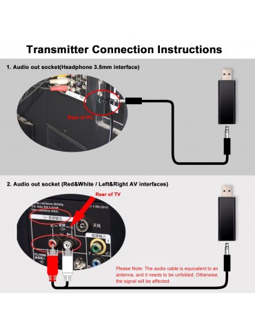 FM Wireless Headphones Over-Ear Music Earphones with Transmitter 3.5mm & RCA Wired Headset Support FM Radio for TV PC Phones MP3 Player