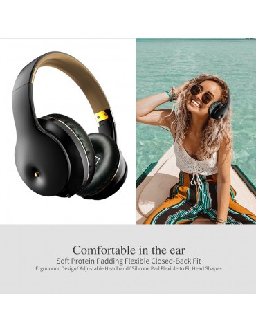 EL-B5 BT5.0 Wireless Headset Adjustable Headband Headset Stereo Sound Dual Microphones (Black & Silver)