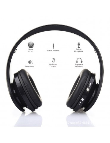 Foldable BT Headphones Stereo BT 3.0 Bass Headsets 3.5mm Wired Earphone Multifunctional Hands-free Earphones