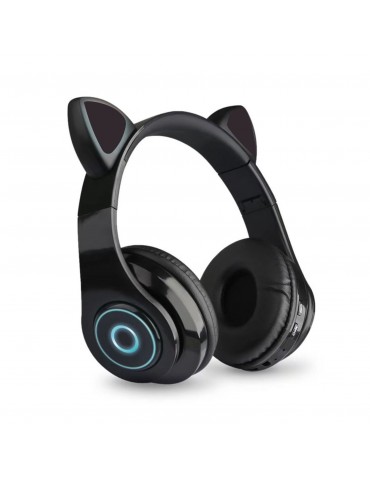 B39 Over Ear Music Headset Cat Ear Glowing Headphone Foldable Wireless BT5.0 Earphone Hands-free with Mic AUX IN TF Card MP3 Player for PC Laptop Computer Mobile Phone