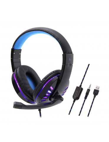 SY755MV Luminous Game Headphone Over-ear Gaming Headset with Microphone PC Gamer 3.5mm Headphones Noise Cancelling Compatible with PS4 Xbox Laptop Computer