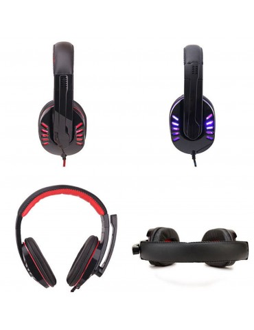 SY755MV Luminous Game Headphone Over-ear Gaming Headset with Microphone PC Gamer 3.5mm Headphones Noise Cancelling Compatible with PS4 Xbox Laptop Computer