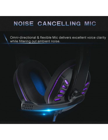 SY755MV Luminous Game Headphone Over-ear Gaming Headset with Microphone PC Gamer 3.5mm Headphones Noise Cancelling Compatible with PS4 Xbox Laptop Computer