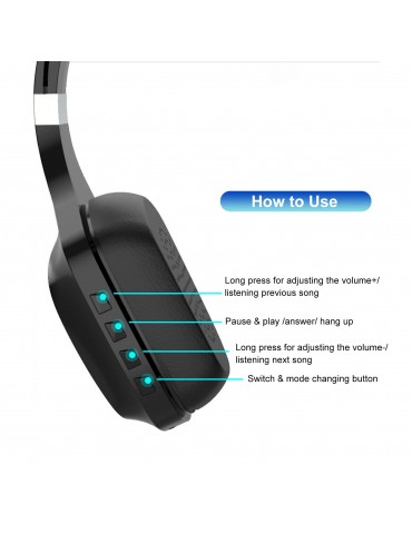 Gaming Headset Earphone Earbud Noise Reduction Stereo Headphone BT5.0 Connection Connecting 3.5mm Port Wired Earphone Volume Adjustable USB Chargeing Port Powered Operated Built-in 300mAh High Capacity Rechargeable  Cell for Computer Laptop E-sports Porta