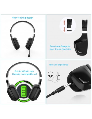 Gaming Headset Earphone Earbud Noise Reduction Stereo Headphone BT5.0 Connection Connecting 3.5mm Port Wired Earphone Volume Adjustable USB Chargeing Port Powered Operated Built-in 300mAh High Capacity Rechargeable  Cell for Computer Laptop E-sports Porta