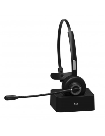 BH-M97 On Ear Headset Bluetooth 5.0 Wireless Headphones Call Center Earphone with Noise Cancelling Microphone Adjustable Headband Volume Control with Charging Dock