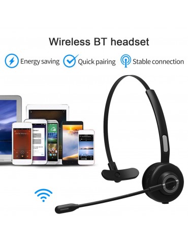 BH-M97 On Ear Headset Bluetooth 5.0 Wireless Headphones Call Center Earphone with Noise Cancelling Microphone Adjustable Headband Volume Control with Charging Dock