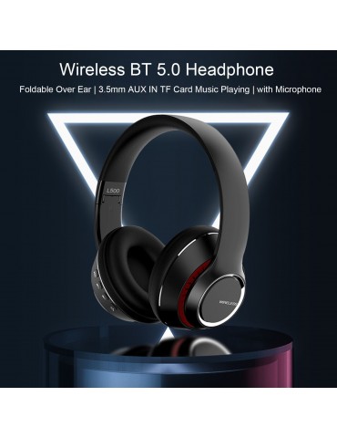 L500 Wireless BT 5.0 Headphones Foldable Over Ear Headset Sports Music Earphone 3.5mm AUX IN TF Card MP3 Player with Microphone