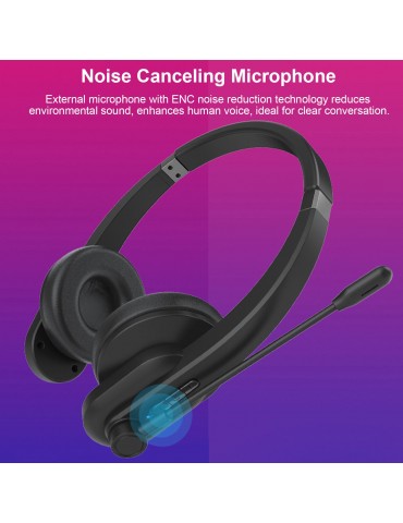 2.4GHz Wireless Headphones Call Center Earphone On Ear Headset with ENC Noise Reduction Microphone Adjustable Headband Volume Control