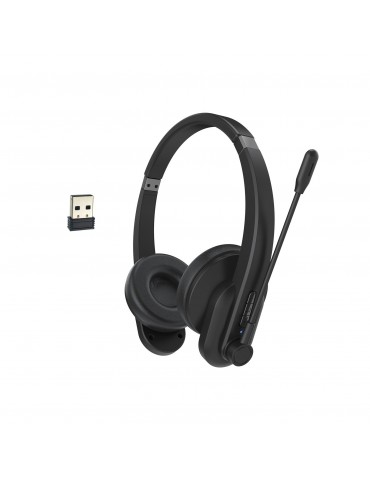 2.4GHz Wireless Headphones Call Center Earphone On Ear Headset with ENC Noise Reduction Microphone Adjustable Headband Volume Control