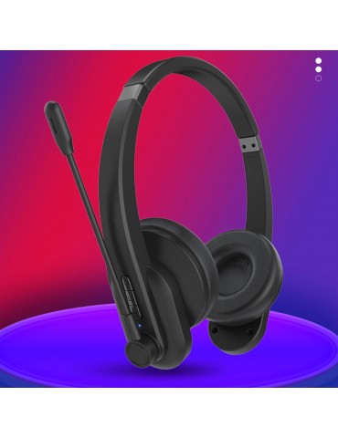 2.4GHz Wireless Headphones Call Center Earphone On Ear Headset with ENC Noise Reduction Microphone Adjustable Headband Volume Control