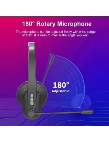 2.4GHz Wireless Headphones Call Center Earphone On Ear Headset with ENC Noise Reduction Microphone Adjustable Headband Volume Control