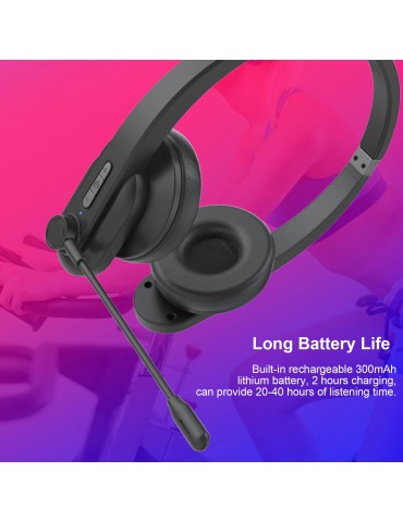 2.4GHz Wireless Headphones Call Center Earphone On Ear Headset with ENC Noise Reduction Microphone Adjustable Headband Volume Control