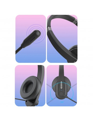 2.4GHz Wireless Headphones Call Center Earphone On Ear Headset with ENC Noise Reduction Microphone Adjustable Headband Volume Control