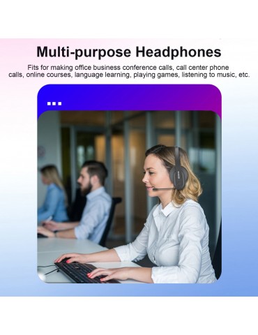 2.4GHz Wireless Headphones Call Center Earphone On Ear Headset with ENC Noise Reduction Microphone Adjustable Headband Volume Control