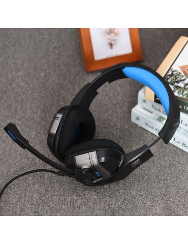 USB Wired Gaming Headset Stereo Surround Sound Headphone with Noise Cancelling Mic 50mm Drivers 3.5mm Volume Control for PC Laptop