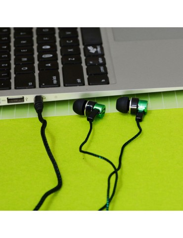 1.1M Reflective Fiber Cloth Line Noise Isolating Stereo In-ear Earphone Earbuds Headphones with 3.5 MM Jack Standard