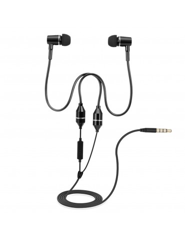 FC12 Stereo Music Headset Air Tube 3.5mm Anti-radiation Earphone In-ear Headphone Radiation Free Noise Reduction Line Control with Mic Black for Smart Phones Desktop Notebook Tablet PC