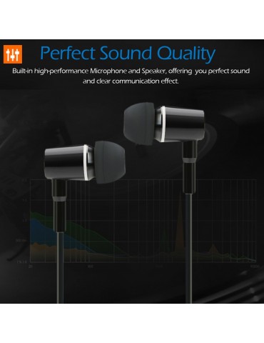 FC12 Stereo Music Headset Air Tube 3.5mm Anti-radiation Earphone In-ear Headphone Radiation Free Noise Reduction Line Control with Mic Black for Smart Phones Desktop Notebook Tablet PC