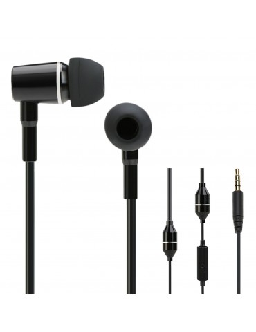 FC12 Stereo Music Headset Air Tube 3.5mm Anti-radiation Earphone In-ear Headphone Radiation Free Noise Reduction Line Control with Mic Black for Smart Phones Desktop Notebook Tablet PC