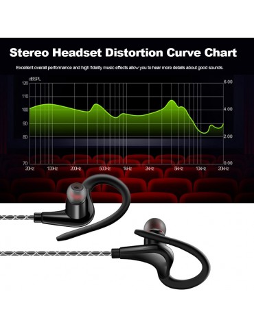 S760 Wired In-ear Waterproof Earphones Ear Hook Earbuds Stereo Super Bass Headphones Sport Headset with Mic Black