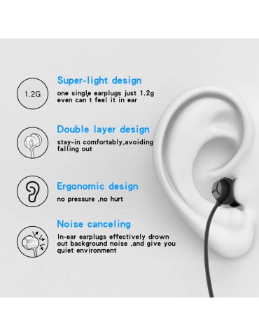 X110 Sleep Earphones Anti-noise In-ear Headphones Ultra-soft Silicone Earbuds 3.5mm Wired Headset Compatible with iPhone Android Smart Phones