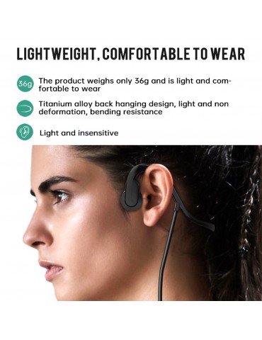 Bone Conduction Headphones Outdoor Sports Headset Waterproof Type-C Wired Earphone Open-Ear for Driving Cycling Running Gym for Smart Phones Tablet PC Notebook