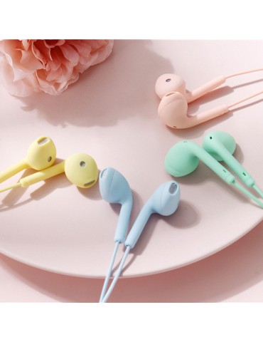 U88 Universal Wired Control Earphone Fashion Pure Color 3.5mm Plug Headphone with Microphone