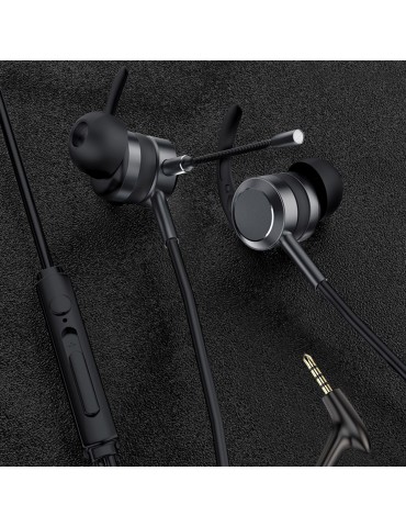 AK-P10 3.5mm In-Ear Gamer Headphones Dual Microphone Bass Metal Wired Gaming Earphones with Mic In-Ear Headset