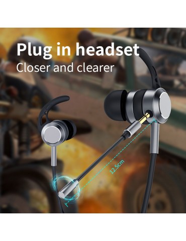 AK-P10 3.5mm In-Ear Gamer Headphones Dual Microphone Bass Metal Wired Gaming Earphones with Mic In-Ear Headset