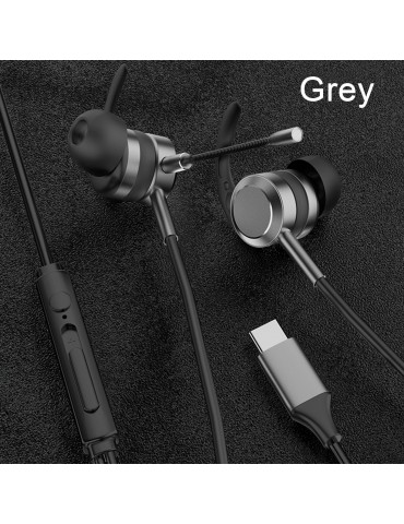 AK-P10 3.5mm In-Ear Gamer Headphones Dual Microphone Bass Metal Wired Gaming Earphones with Mic In-Ear Headset