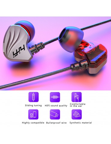 T2000 Music Headphones Type-C Wired In-ear Earbuds with Microphone & Memory Wire Earhooks for Running Music Game