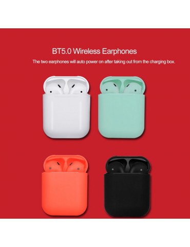 i12 BT5.0 Wire-less Earphones Headphones BT Headset Mini Stereo In-Ear Earbuds with Charging Box