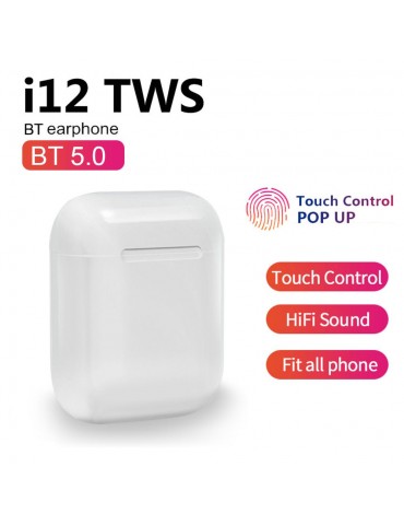 i12 T-WS Cordless Earphones Mini BT 5.0 Stereo Sport Earphones Handsfree with Charge BOX for Phone