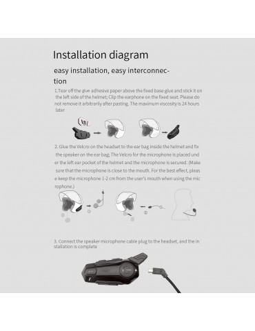 Motorcycle BT Intercom with Helmet BT Headset Waterproof Universal Communication System for ATV Dirt Bike Motorcycle