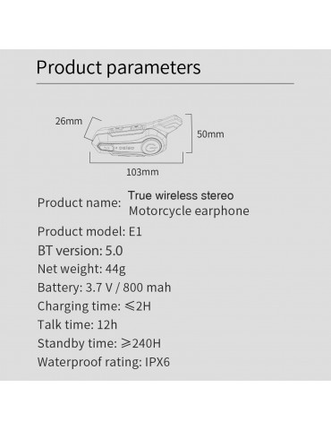 Motorcycle BT Intercom with Helmet BT Headset Waterproof Universal Communication System for ATV Dirt Bike Motorcycle