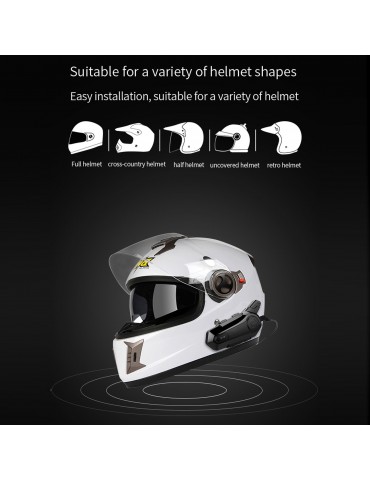 Motorcycle BT Intercom with Helmet BT Headset Waterproof Universal Communication System for ATV Dirt Bike Motorcycle