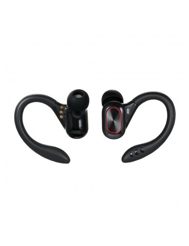 True Wireless Stereo BT 5.0 Earphones Chargeable Stereo Sound Earbuds Waterproof Touch-control Headset Compatible with Android/iOS/PC Tablet Black