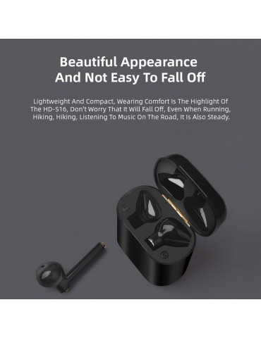 HD-S16 True Wireless BT Headset Sports Earphones Business Earbuds Stereo Touch Control for iPhone Noise Reduction Mini Headphones