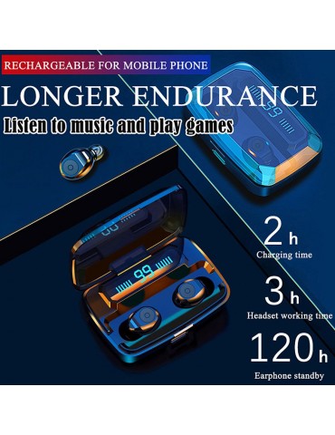 F9 Earphones BT5.0 Wireless Headphones Sweatproof Sports Mini Earbuds Noise Cancelling Gaming Headset LED Digital Display Button Control