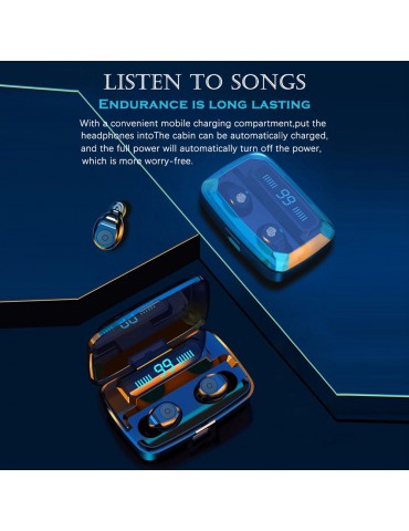 F9 Earphones BT5.0 Wireless Headphones Sweatproof Sports Mini Earbuds Noise Cancelling Gaming Headset LED Digital Display Button Control