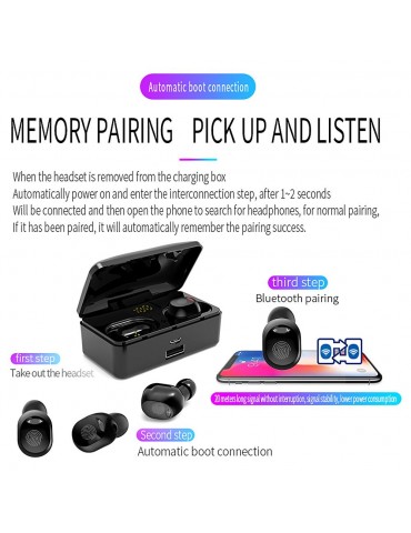 G10 True Wireless Stereo Earphones BT 5.0 Wireless Mini Sports Earbuds 9D HiFi Sound Headset HD Call Noise Reduction Headphones LED Digital Power Display Fingerprint Touch Control