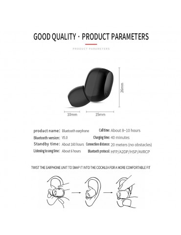 G10 True Wireless Stereo Earphones BT 5.0 Wireless Mini Sports Earbuds 9D HiFi Sound Headset HD Call Noise Reduction Headphones LED Digital Power Display Fingerprint Touch Control