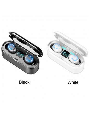 F9-8 Earphones BT 5.0 Wireless Mini Sports Earbuds 8D HiFi Sound Headset HD Call Noise Reduction Siri Voice Assistant Headphones With LED Digital Power Display