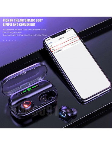 V10 BT 5.0 Wireless Earphones Stereo Wireless Mini Earbuds HiFi Sound Headphones 2400mAh Powerbank Phone Holder No Power Display