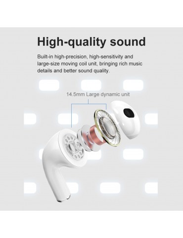 Semi-in-ear BT Earphones Stereo Sound Noise Reduction Waterproof Sport Earbuds Touch-Control Wireless Headphones for Music Call Game Compatible with iOS Android