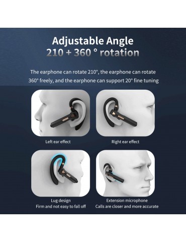 K3 BT5.0 Business Headset Wireless Earpiece Single Earhook With Charging Box Mic Led Display Earphones CVC Noise Cancelling Headphone Hands-Free Earphone 500mAh Battery for Business/Work/Driving/Office