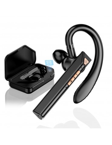 K3 BT5.0 Business Headset Wireless Earpiece Single Earhook With Charging Box Mic Led Display Earphones CVC Noise Cancelling Headphone Hands-Free Earphone 500mAh Battery for Business/Work/Driving/Office